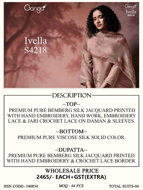 Ganga ivella 4218 wholesale dress.material delhi